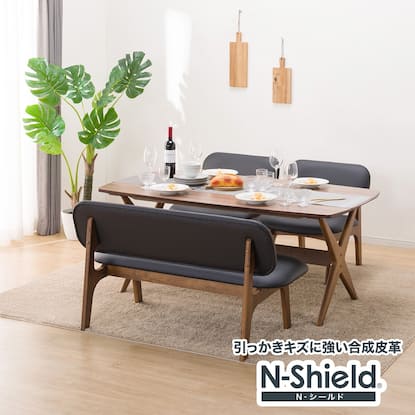 リビングダイニングテーブル4点セット(LDリラックスワイド160WN-MBR/2P  