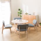 【旧モデル】ダイニングテーブル5点セット(LDTリラックスワイド110円形WW/1PチェアWWGY) 1枚目画像