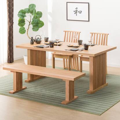 大川家具調ニトリ】ベンチダイニング4点セット売ります！