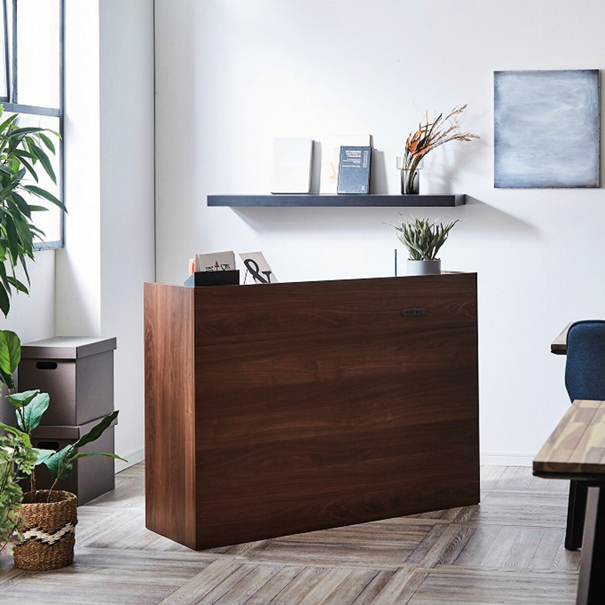 両面使える間仕切りカウンター （KM01CT120 ダークブラウン