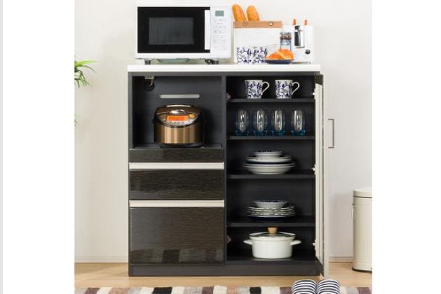 ニトリ Ｎポスティア 90BK キッチンボード レンジ台 食器棚 カウンター ｶｳﾝﾀｰ Nﾎﾟｽﾃｨｱ 90 BK | ニトリネット【公式】 家具・インテリア通販