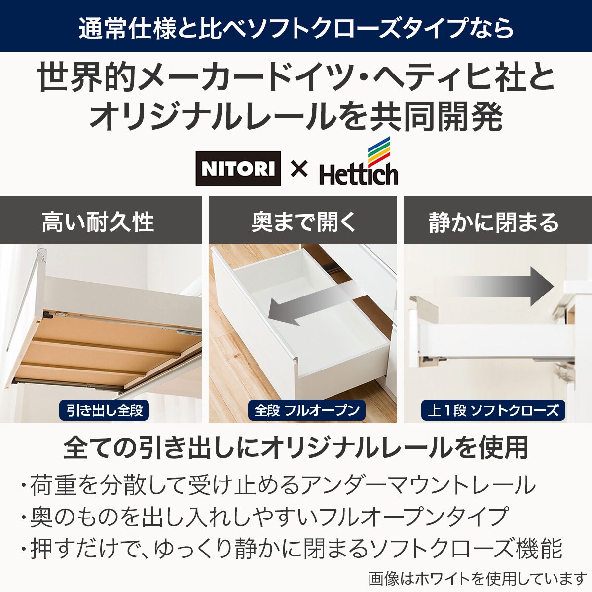 キッチンカウンター(レジューム 120-2QL-R WH) | ニトリネット【公式