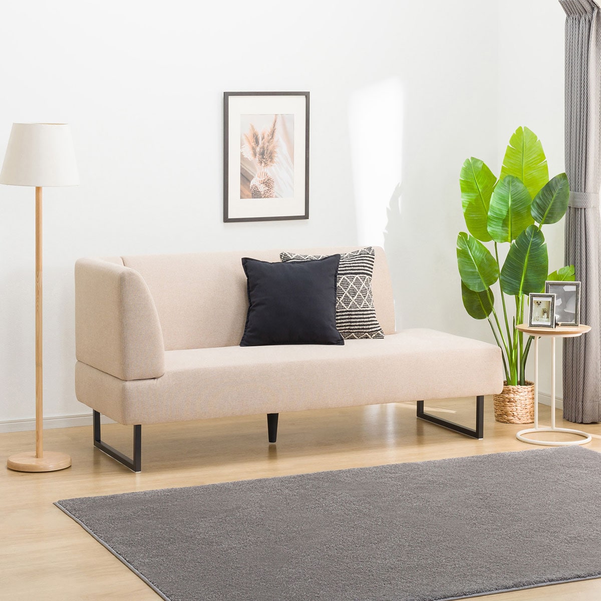 【わたなべ】②ニトリ リビングダイニングソファセット カウチソファ ニトリ リビングダイニングセット4点セット(LC004 135 MB/右