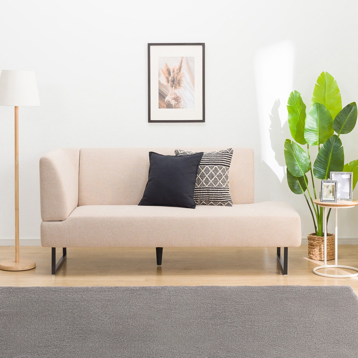 傷・汚れに強い リビングダイニングカウチソファ 布張りタイプ (右肘