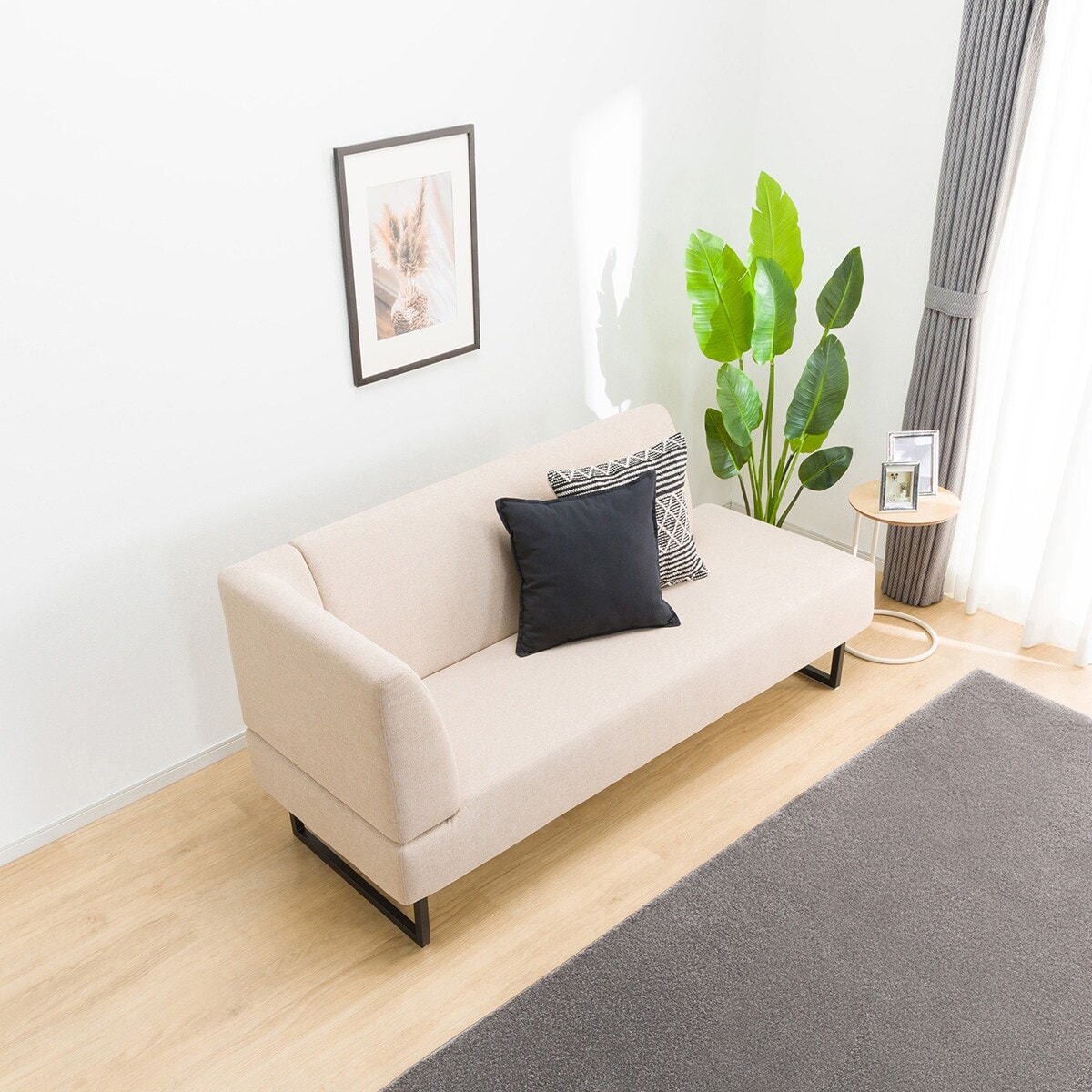 傷・汚れに強い リビングダイニングカウチソファ 布張りタイプ (右肘