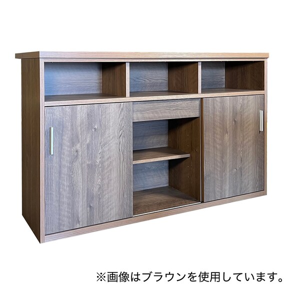 たっぷり収納のバーカウンター(139cm幅 LBR色) 2枚目画像