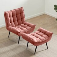 ベルベット調オットマン付きソファ (LT-2022N)