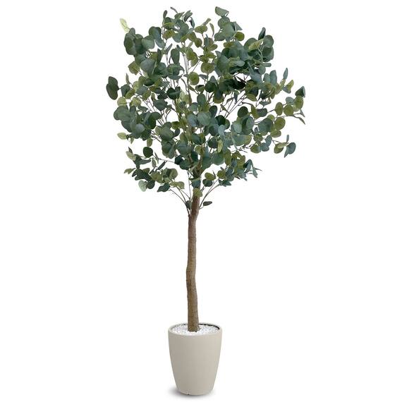 フェイクグリーン(ユーカリ 180cm アイボリー) 1枚目画像