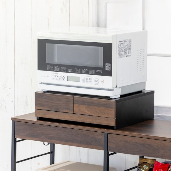 レンジ下スライドテーブル 引き出し2杯付き(DBR) 1枚目画像