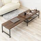 無段階で調整できる伸縮ローテーブル (幅90-171.5cm ダークブラウン) 1枚目画像