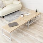 無段階で調整できる伸縮ローテーブル (幅90-171.5cm ナチュラル) 1枚目画像