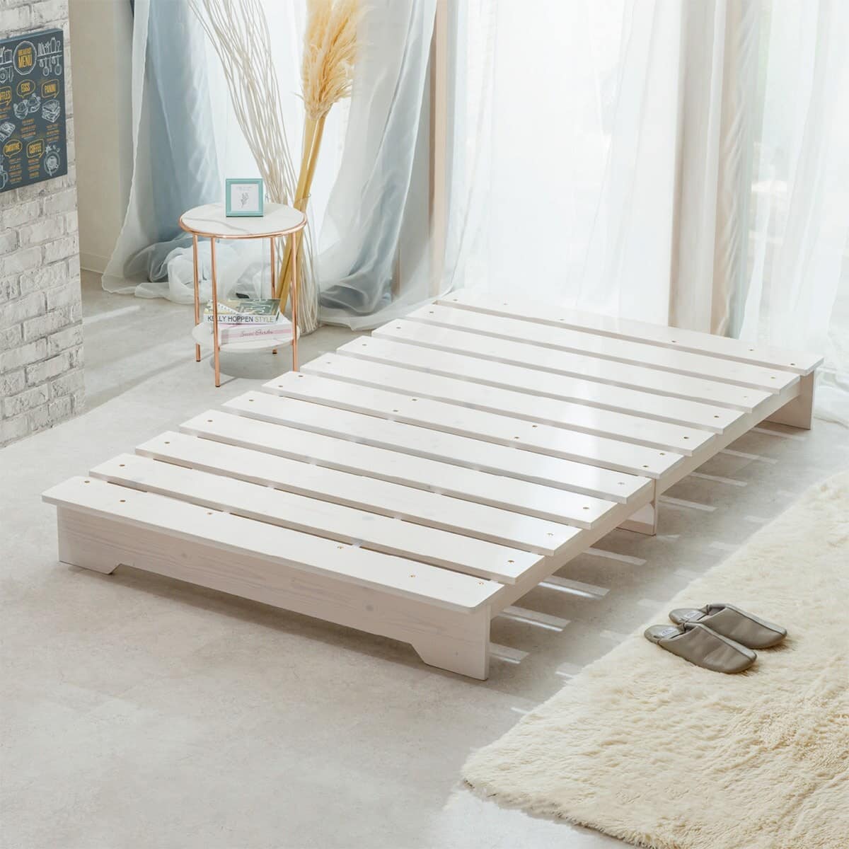 セミダブル 天然木ステージすのこベッドフレーム (WH) | ニトリネット