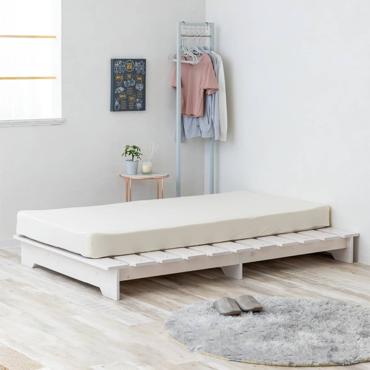 セミダブル 天然木ステージすのこベッドフレーム (WH) | ニトリネット