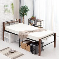 高さが変えられる木製脚パイプベッド (BK)