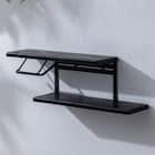 棚付きトイレットペーパーホルダー ストックタイプ(木目 ブラック) 1枚目画像