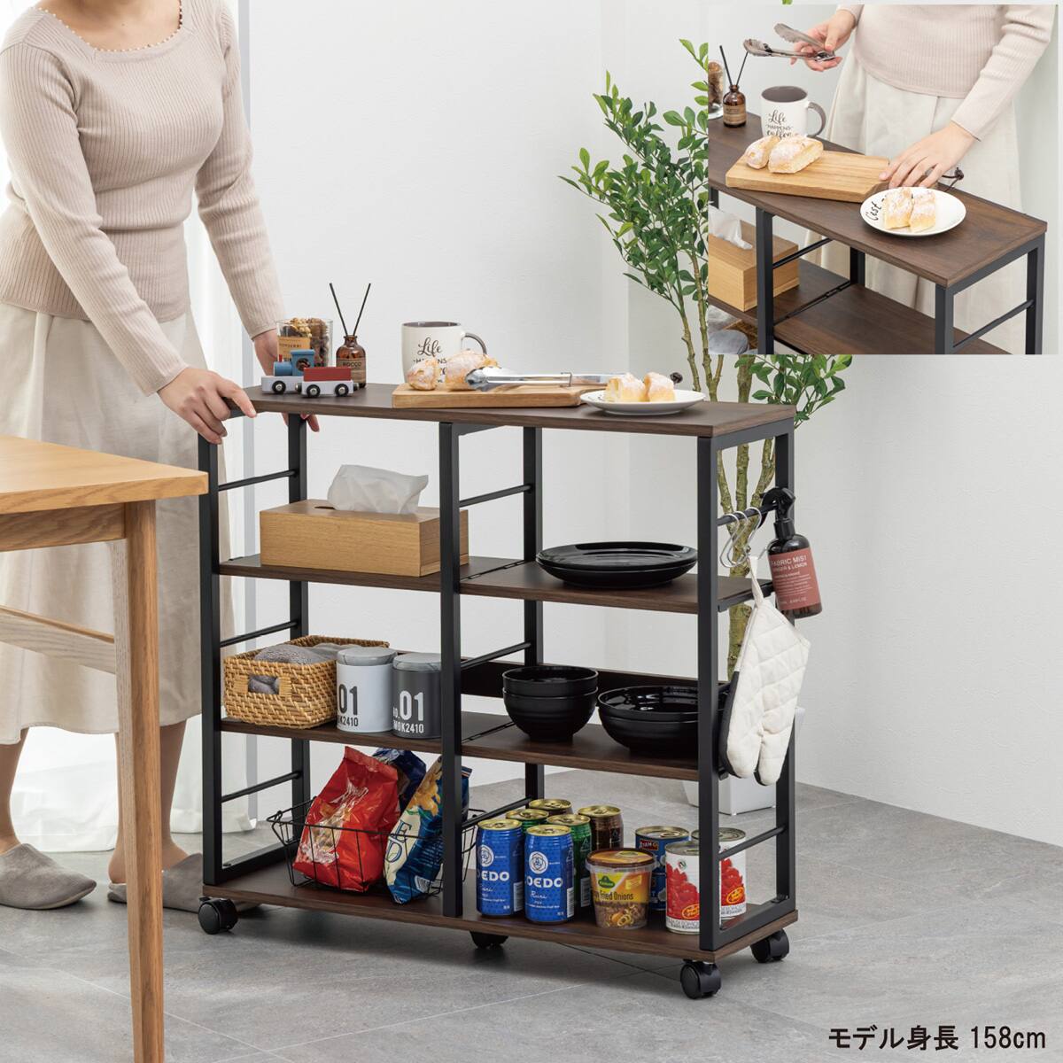 ★ジモティ割あり★ ニトリ キッチンカウンター ダークブラウン H95×W120×D51 クリーニング済み KJ2107 コンパクトキッチンカウンター (引き出しタイプ DBR) | ニトリネット