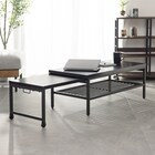 無段階で調整できる伸縮ローテーブル (幅90-171.5cm ブラック) 1枚目画像