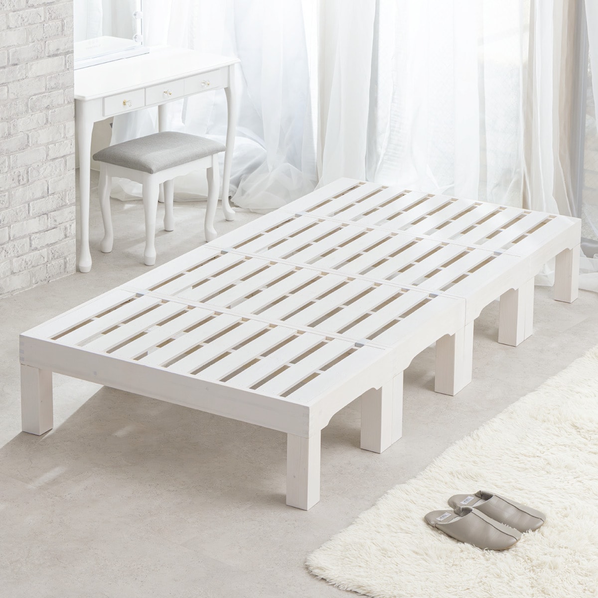 シングル 高さ調整可能 分割式すのこベッド (ホワイト) | ニトリネット