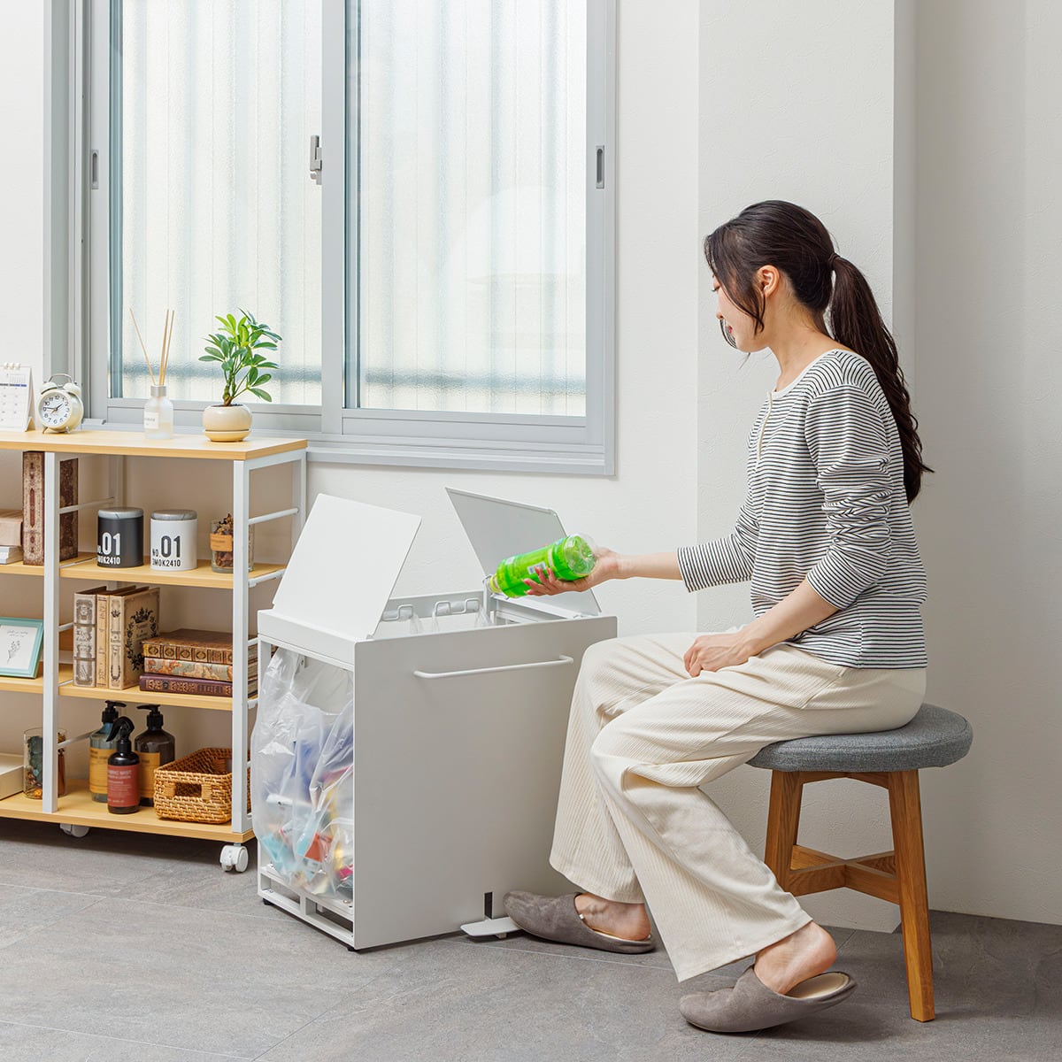 マグネット対応 フタ付きダストワゴン (幅50cm ホワイト) | ニトリ