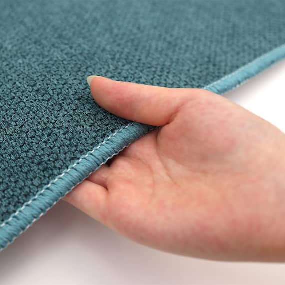 ファブリック素材の撥水・薄型キッチンマット(47×120cm ターコイズ) 4枚目画像