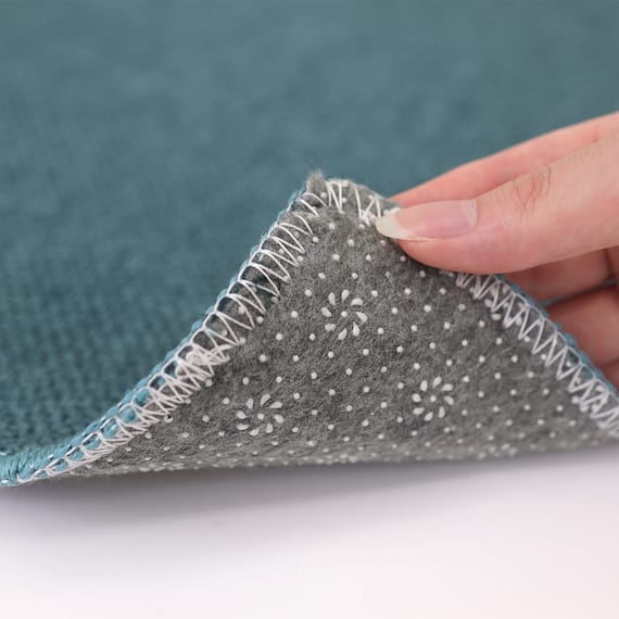 ファブリック素材の撥水・薄型キッチンマット(47×120cm ターコイズ) 5枚目画像