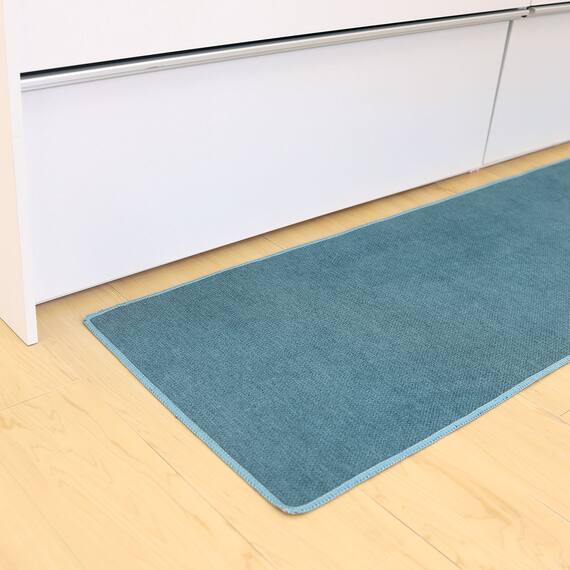 ファブリック素材の撥水・薄型キッチンマット(47×120cm ターコイズ) 10枚目画像