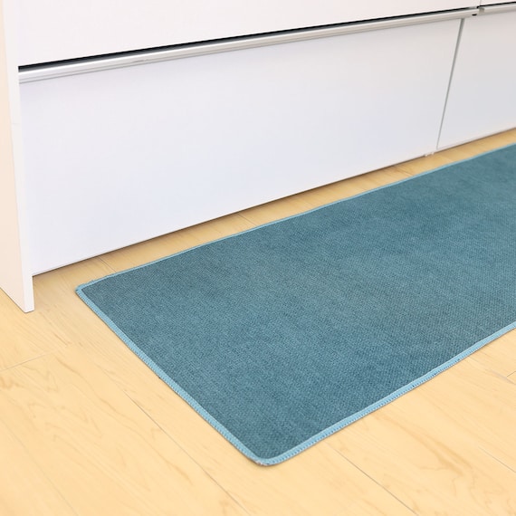 ファブリック素材の撥水・薄型キッチンマット(47×120cm ターコイズ) 10枚目画像