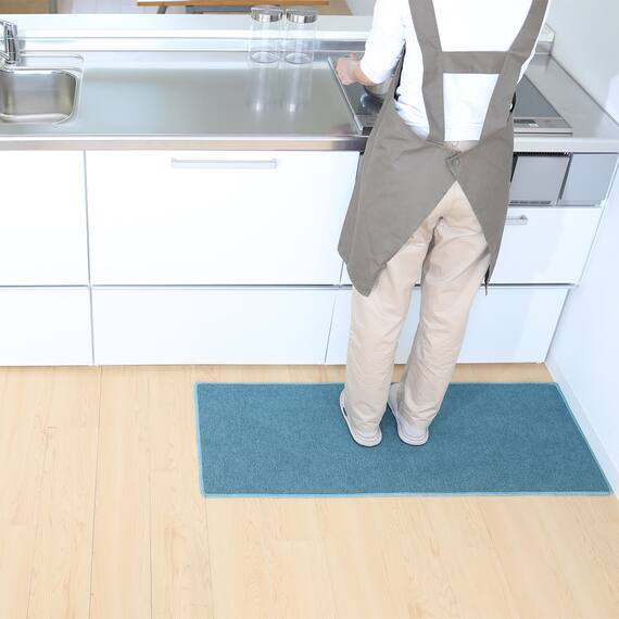 ファブリック素材の撥水・薄型キッチンマット(47×120cm ターコイズ) 12枚目画像