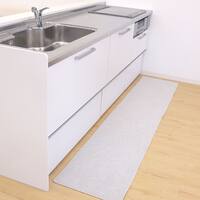 ファブリック素材の撥水・薄型キッチンマット(47×240cm アイボリー)