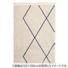 BOHOスタイル ウィルトンシャギーラグ(100×140cm リシャド/アイボリー) 18枚目画像