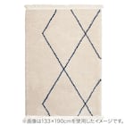 BOHOスタイル ウィルトンシャギーラグ(100×140cm リシャド/アイボリー) 18枚目画像