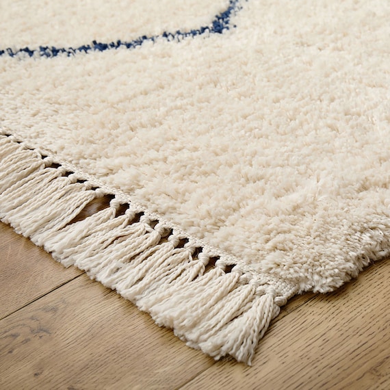 BOHOスタイル ウィルトンシャギーラグ(100×140cm リシャド/アイボリー) 21枚目画像