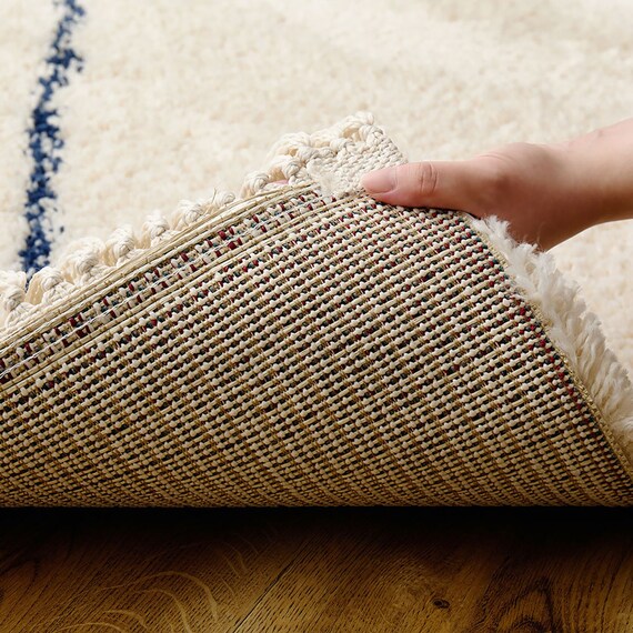 BOHOスタイル ウィルトンシャギーラグ(100×140cm リシャド/アイボリー) 22枚目画像