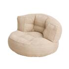 インド綿の円形フロアソファ 1P 布張りタイプ (ホワイト) 2枚目画像