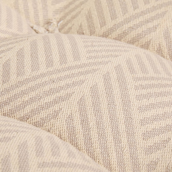 インド綿の円形フロアソファ オットマン 布張りタイプ (ホワイト) 3枚目画像