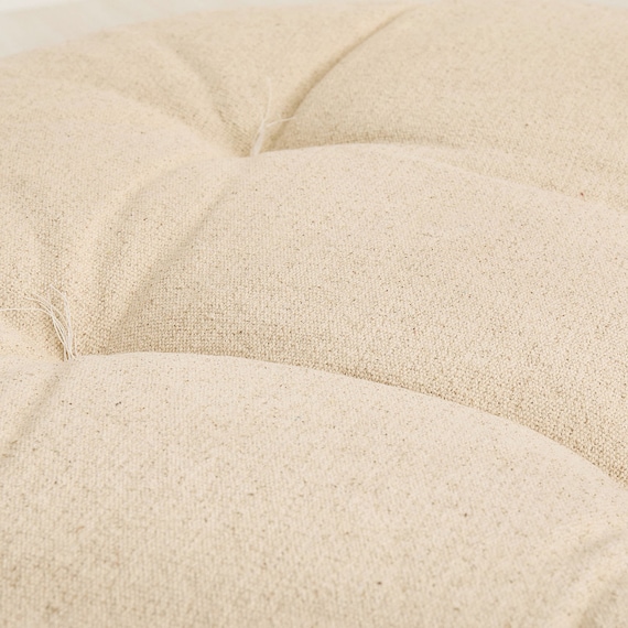 インド綿の円形フロアソファ オットマン 布張りタイプ (ホワイト) 4枚目画像