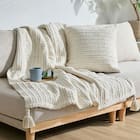 クッションにもなる ニット調スローケット(アンネ 130x180 アイボリー) 3枚目画像