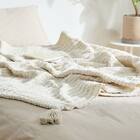 クッションにもなる ニット調スローケット(アンネ 130x180 アイボリー) 4枚目画像