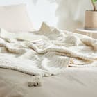 クッションにもなる ニット調スローケット(アンネ 130x180 アイボリー) 4枚目画像