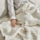 クッションにもなる ニット調スローケット(アンネ 130x180 アイボリー) 6枚目画像