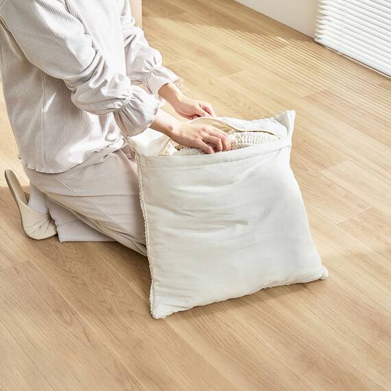 クッションにもなる ニット調スローケット(アンネ 130x180 アイボリー) 13枚目画像