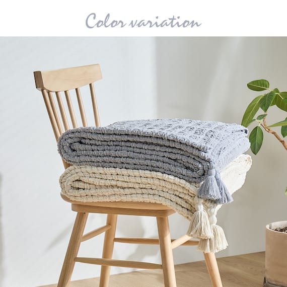 クッションにもなる ニット調スローケット(アンネ 130x180 アイボリー) 21枚目画像