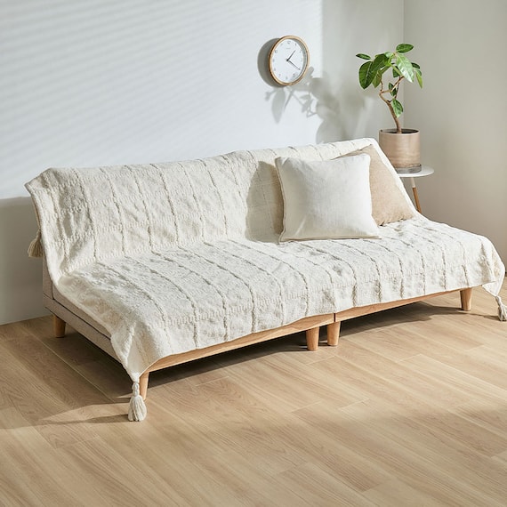 厚くボリューム感のある ニット調スローケット(ソフィマ 140x200 アイボリー) 2枚目画像