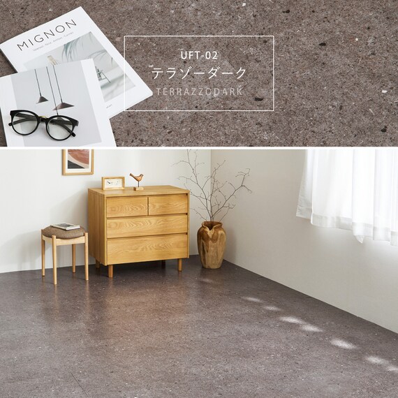 超薄型吸着フロアタイル 30×60cm 18枚セット(テラゾーダーク) 3枚目画像