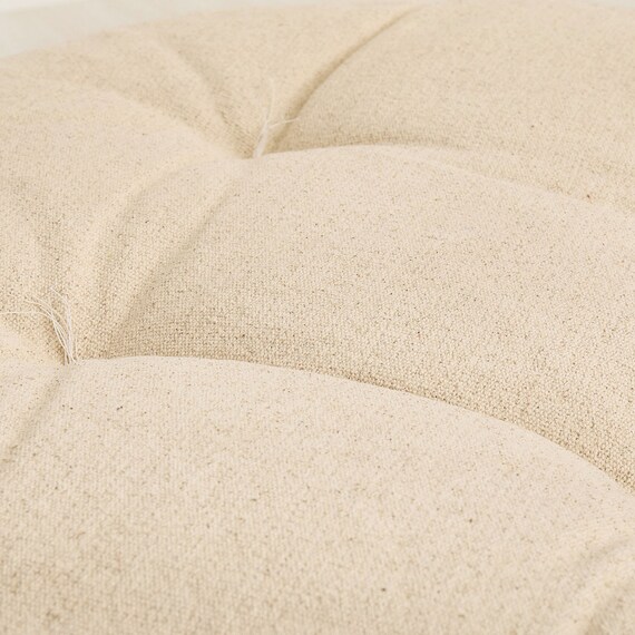 インド綿の円形フロアソファ 2点セット 布張りタイプ (ホワイト) 5枚目画像