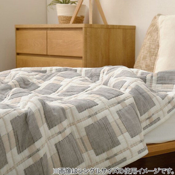 軽すぎず、安心感のあるガーゼケット(スクエア 90x120 GY) 4枚目画像