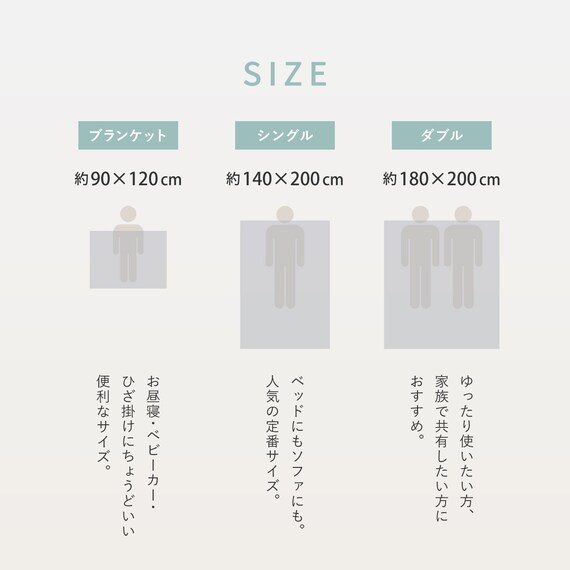 軽すぎず、安心感のあるガーゼケット(スクエア 90x120 GY) 15枚目画像