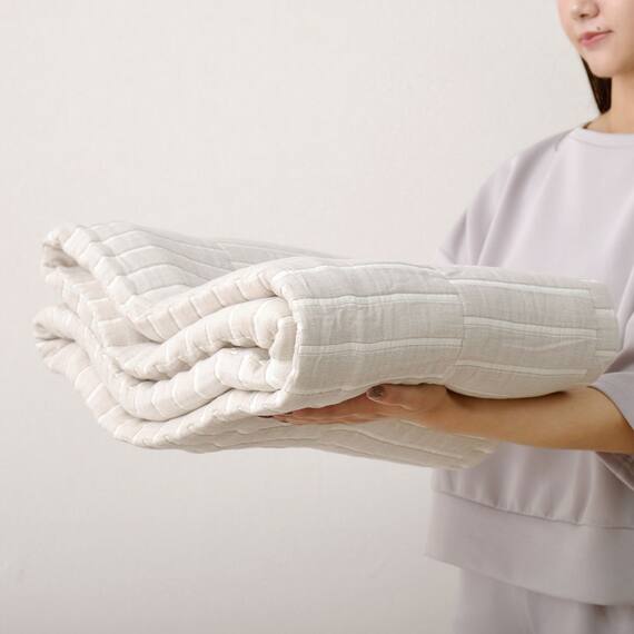 軽すぎず、安心感のあるガーゼケット(ライン 90x120 GY) 8枚目画像