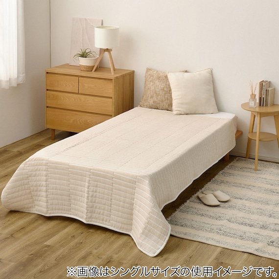 軽すぎず、安心感のあるガーゼケット(ライン 90x120 BE) 2枚目画像