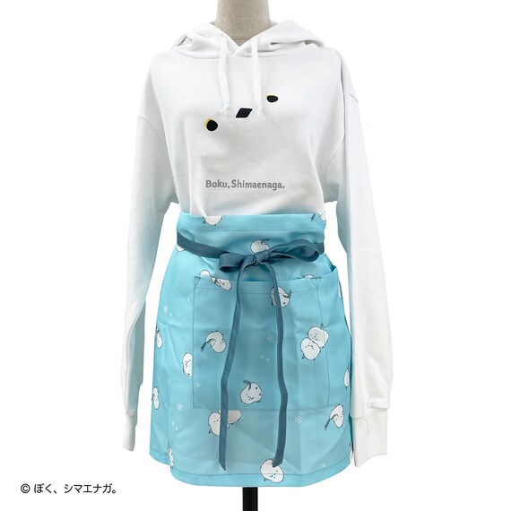 ぼく、シマエナガ。カフェエプロン(ブルー) 2枚目画像